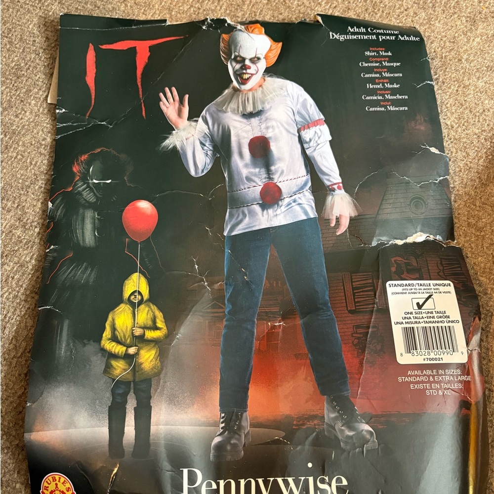 Pennywise Men’s Halloween Costume - White and Red Clown Top